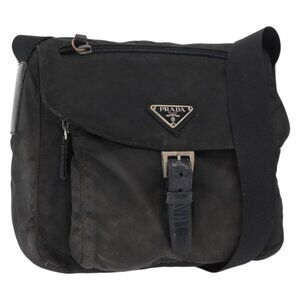 Authentic PRADA Shoulder Bag Nylon Black Silver